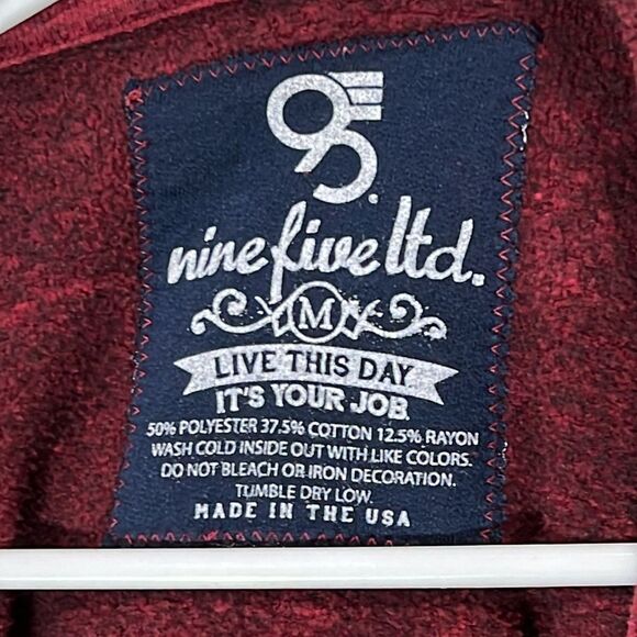 95 Nine Five Ltd. Dark “The Bayside” Red Zip Up Hoodie. Size Medium. - Picture 4 of 5